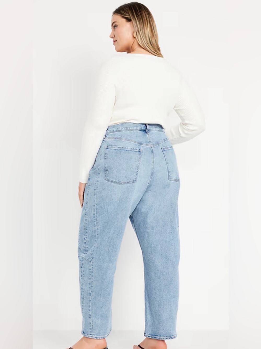 Everyday Normcore Old Navy Light Blue High Rise Barrel Leg Jeans Basic Capsule - Picture 3 of 6